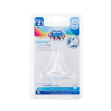 Купить Canpol babies 1 шт соска силиконовая для бутылочек PP EasyStart с широким горлом средний поток