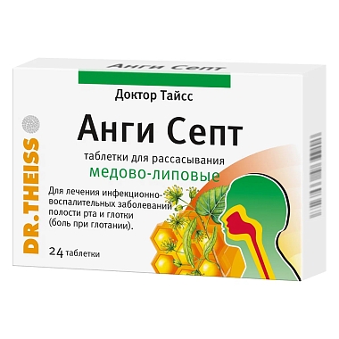 Купить Доктор Тайсс Анги Септ 24 шт таблетки для рассасывания мед-липа