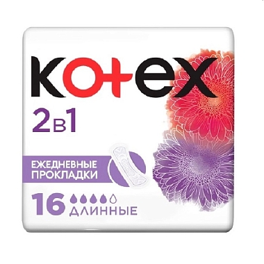Купить Kotex 16 шт прокладки ежедневные длинные 2 в 1 экстра защита