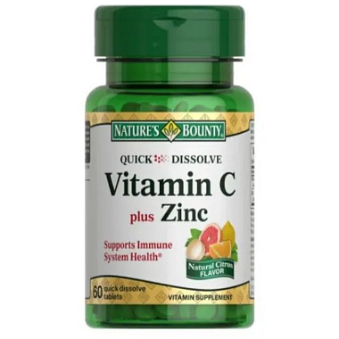 Купить Nature's Bounty Витамин С плюс цинк 60 шт таблетки быстрорастворимые