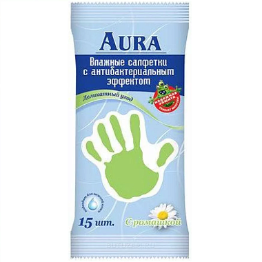 Купить Aura 15 шт салфетки влажные антибактериальные