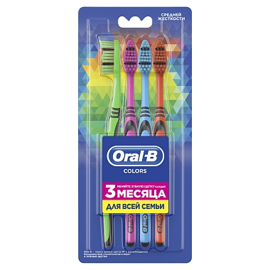Купить Oral-B Colors 4 шт  зубная щетка средняя