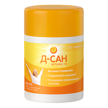 Купить Д-САН Витамин Д3 100 шт таблетки жевательные