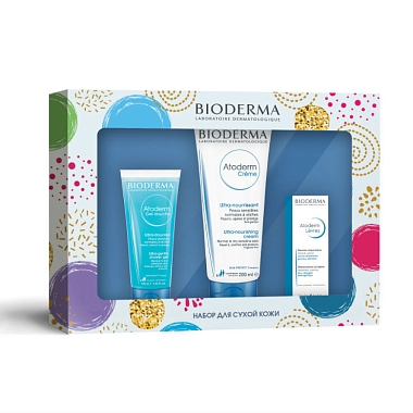 Купить Bioderma Atoderm набор праздничн крем 200мл + гель 100мл + бальзам д/губ