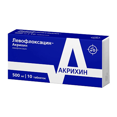 Купить Левофлоксацин-Акрихин 500 мг 10 шт таблетки покрытые пленочной оболочкой