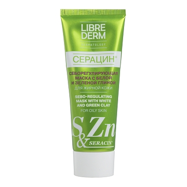 Купить Librederm Seracin 75 мл маска для лица маска для жирной кожи себорегулирующая с белой и зеленой глиной 