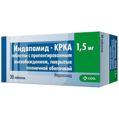 Купить Индапамид-КРКА 1,5 мг 30 шт таблетки с пролонгированным высвобождением покрытые пленочной оболочкой