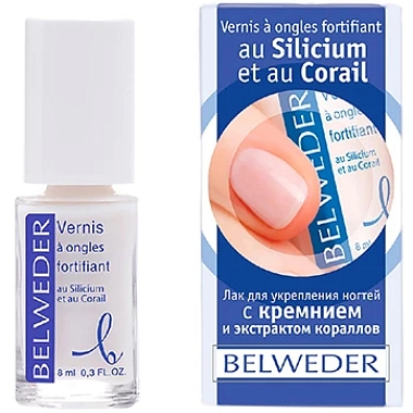 Купить Belweder 8 мл лак для ногтей укрепляющий с кремнием и экстрактом коралла
