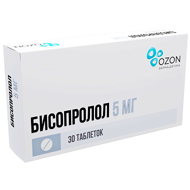 Купить Бисопролол 5 мг 30 шт таблетки покрытые пленочной оболочкой