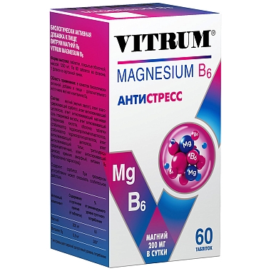 Купить Витрум Магний В6 Антистресс 60 шт таблетки покрытые оболочкой