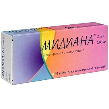 Купить Мидиана 3 мг + 0,03 мг 21 шт таблетки покрытые пленочной оболочкой