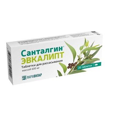 Купить Санталгин Эвкалипт 600 мг 20 шт таблетки для рассасывания