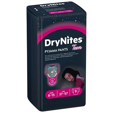 Купить Huggies DryNites 9 шт трусики-подгузники детские одноразовые для девочек 8-15 лет