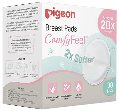 Купить Pigeon Comfy Feel Breast Pads 30 шт вкладыши для бюстгралтера с алоэ