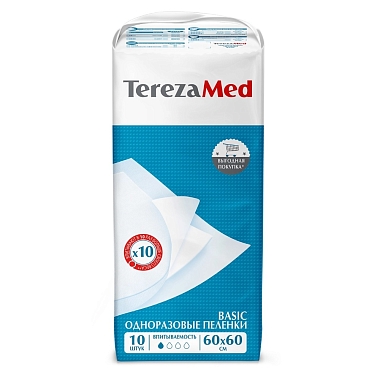 Купить TerezaMed Basic 60 см х 60 см 10 шт пеленки