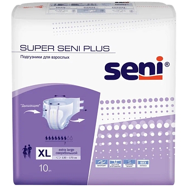 Купить Seni Super Plus подгузники 10 шт размер XL 7 капель